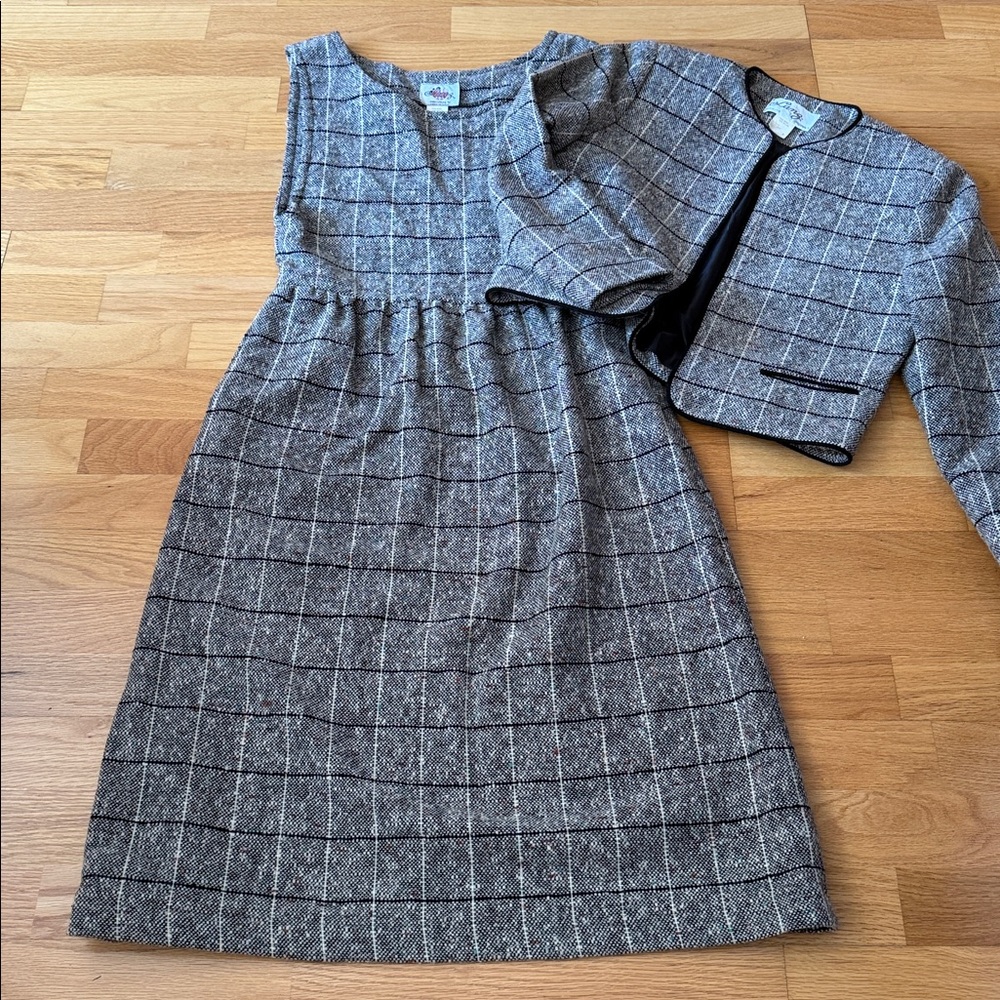 📍FIRM📍Vintage Tweed Dress Set Plaid wool